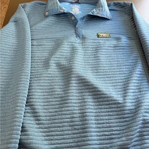 L.L. Bean Men's Textured Blue Pullover Shirt